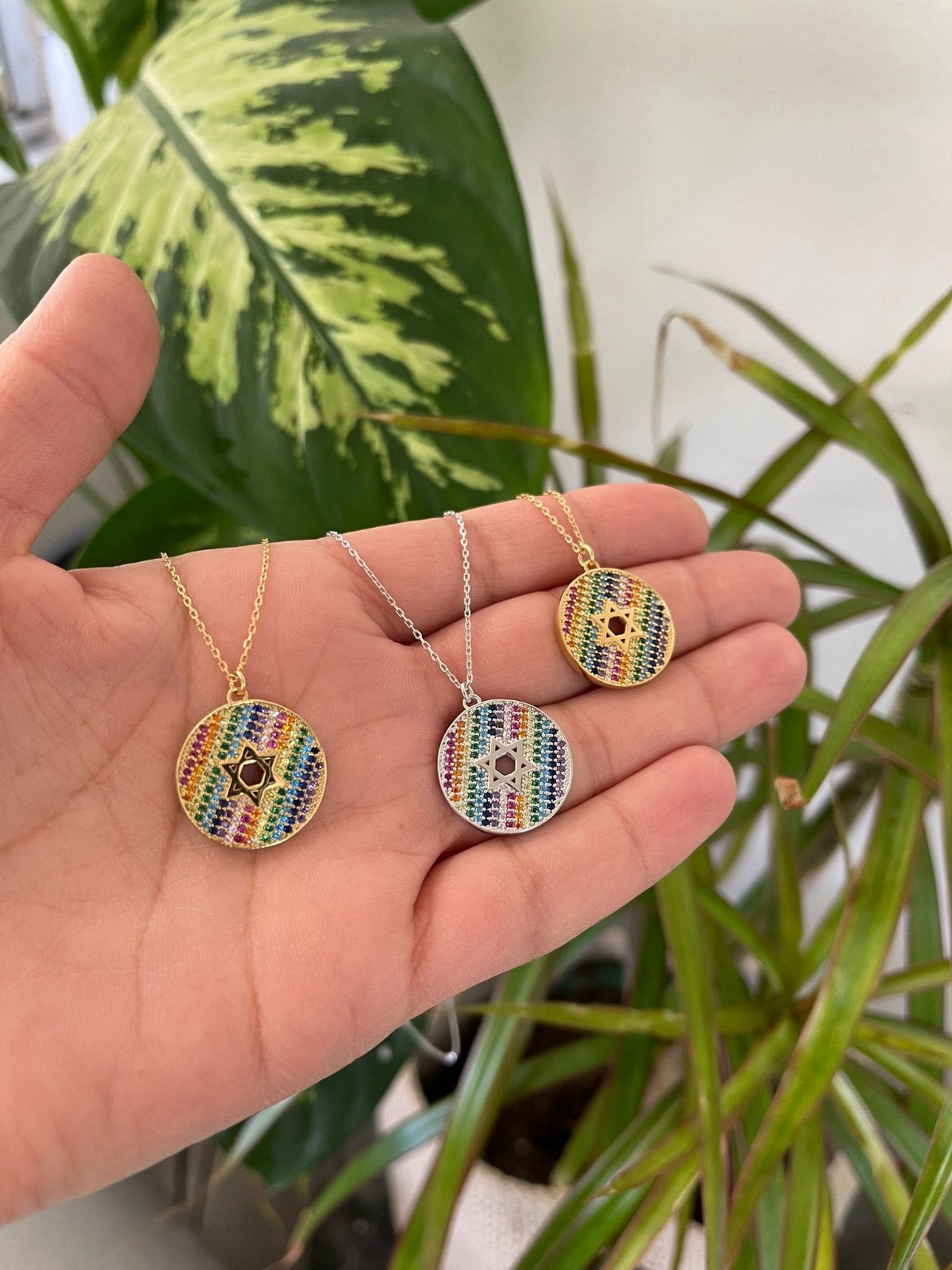 Rainbow deals disc necklace