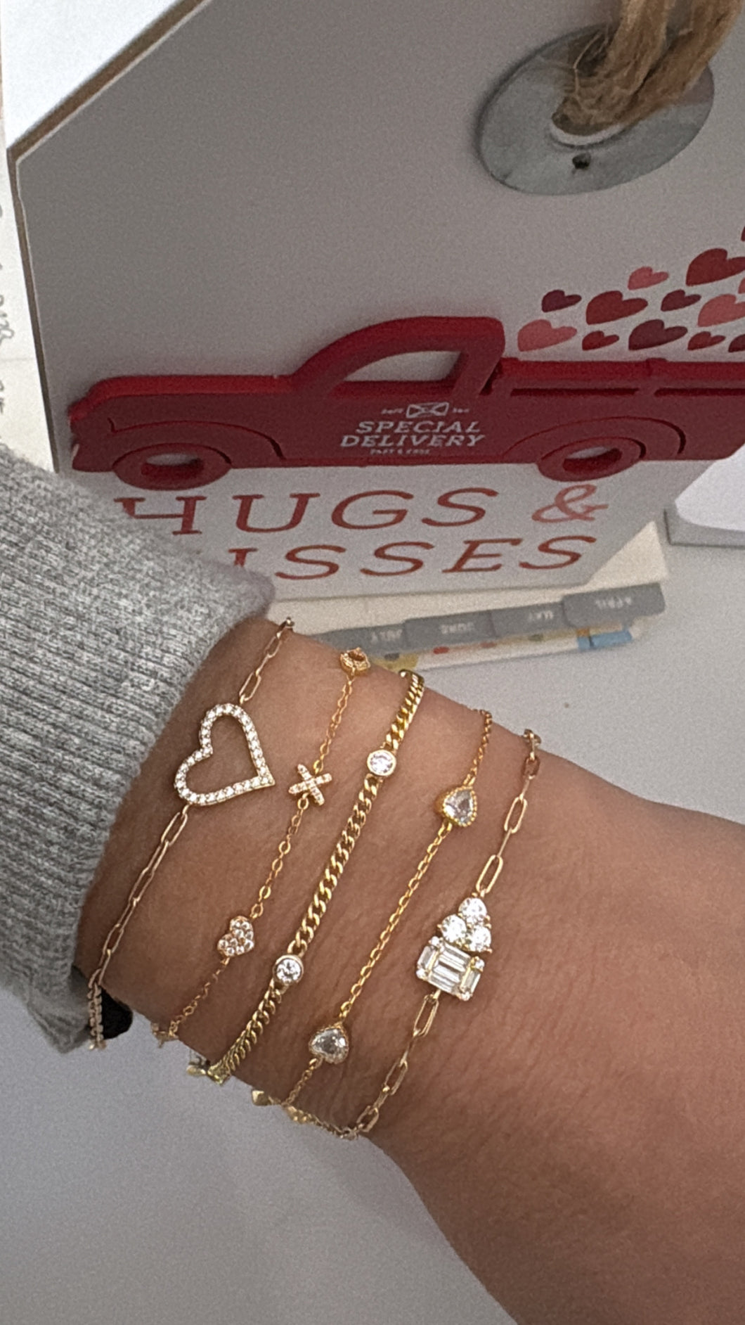 Pave Open Heart Paperclip Bracelet