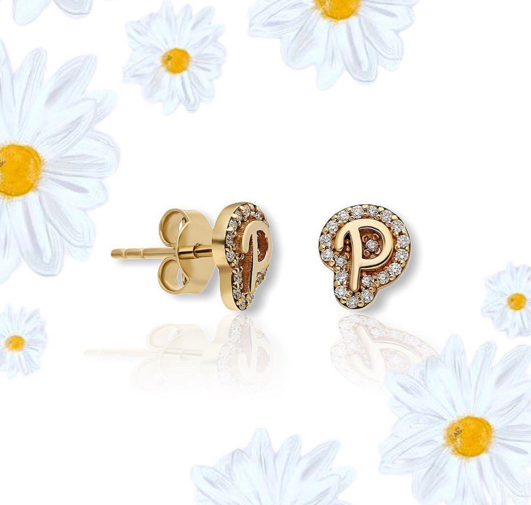 Bubble Initial Stud Earrings