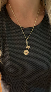 Double Charm Lariat Style Necklace