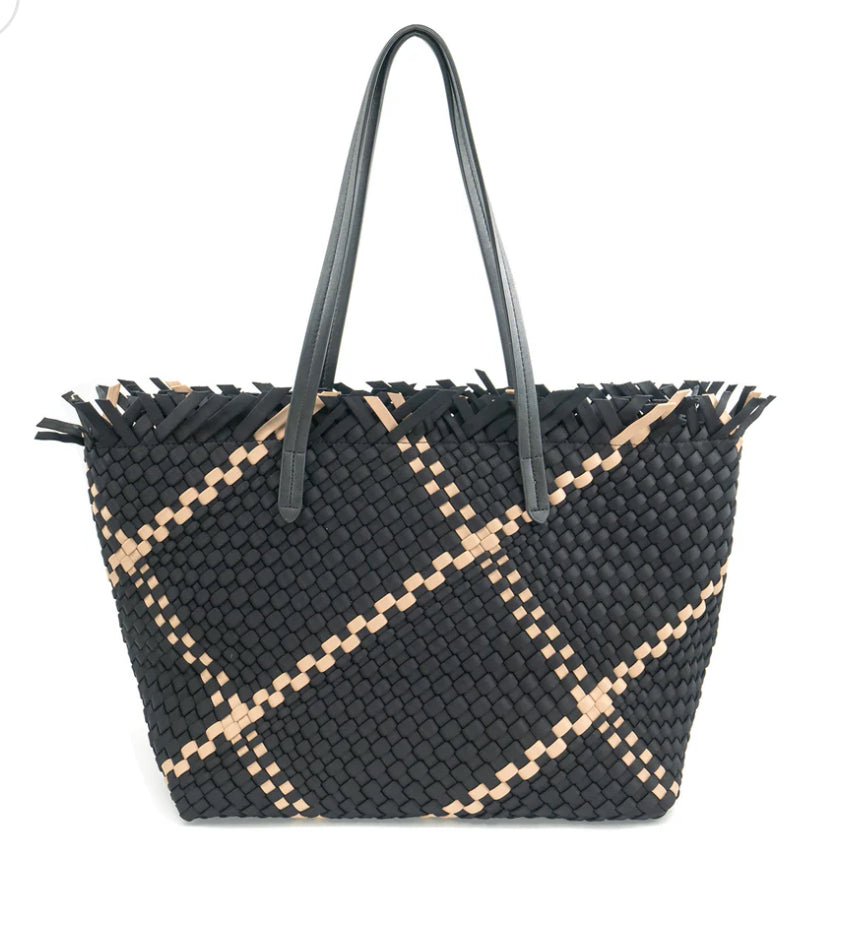 Large Neoprene Woven Bag with Fringe