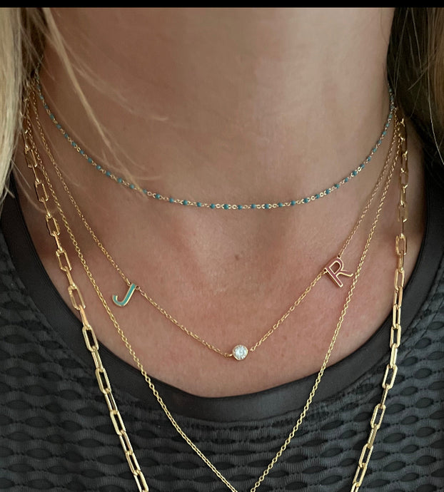 Enamel Initial Necklaces