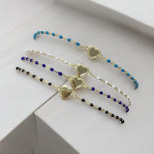 Load image into Gallery viewer, Dainty Beaded Heart and Evil Eye Bracelets