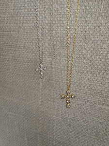 Bubble Bezel Cross Necklace