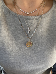 Bubble Bezel Cross Necklace