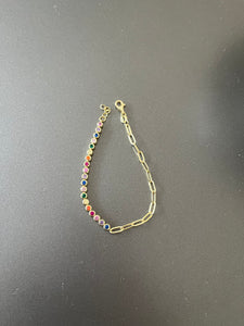 Rainbow Tennis Paperclip Bracelet