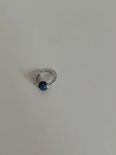 Load image into Gallery viewer, Sterling Silver CZ Huggie with Blue Stone Ball