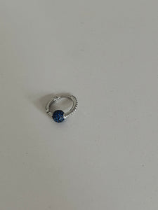 Sterling Silver CZ Huggie with Blue Stone Ball