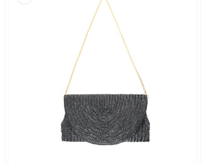 Oversized Navy Straw Clutch