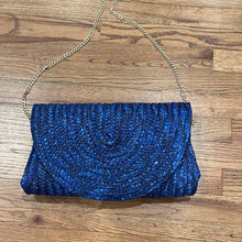 Load image into Gallery viewer, Oversized Navy Straw Clutch