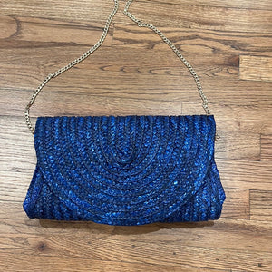 Oversized Navy Straw Clutch