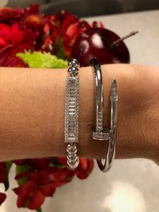 Stainless Steel Nail Bangles with CZ ends