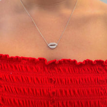 Load image into Gallery viewer, Sterling Silver and CZ Lip Necklace