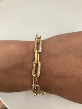 Load image into Gallery viewer, Gold and CZ Link Bracelet