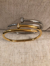 Load image into Gallery viewer, Stainless Steel Nail Bangles with CZ ends