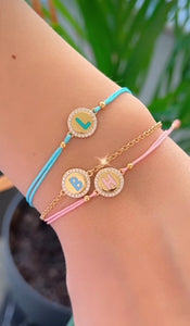 Enamel Initial Disc Bracelets