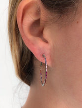 Load image into Gallery viewer, Thin Rainbow CZ Hoop Earing