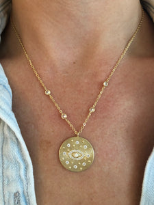 Gold Evil Eye Medallion Necklace