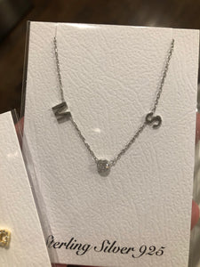 Double initial necklace with bezel