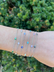 Sterling Enamel Bezel Bracelets