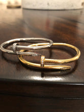 Load image into Gallery viewer, Stainless Steel Nail Bangles with CZ ends