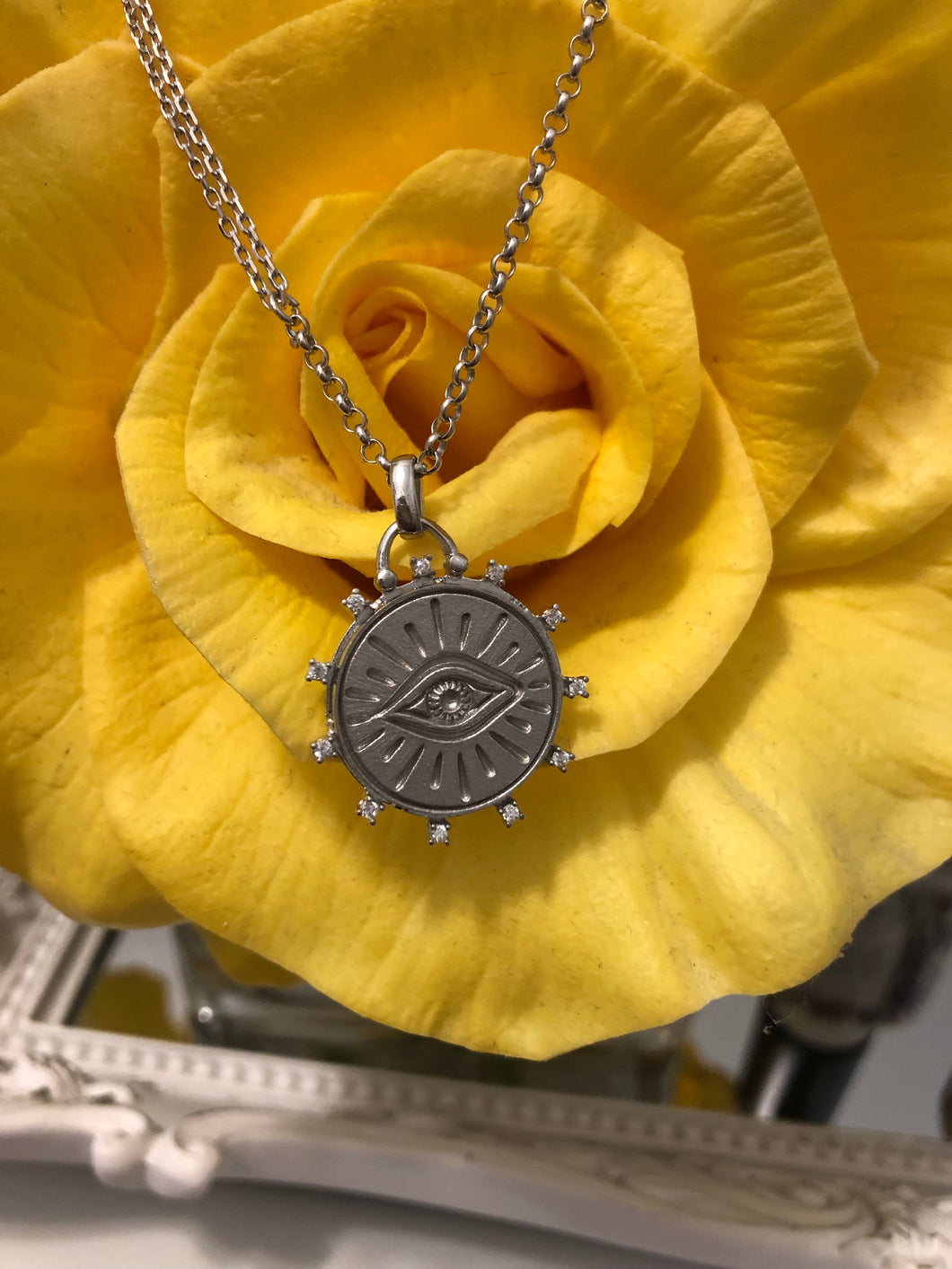 Evil Eye Medallion Coin Necklace