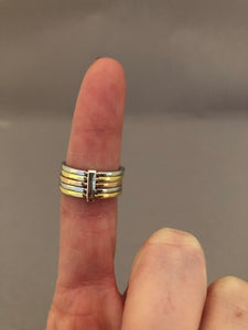 5 layer silver, gold and rose gold ring