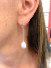 Load image into Gallery viewer, CZ and Pearl Drop Earrings