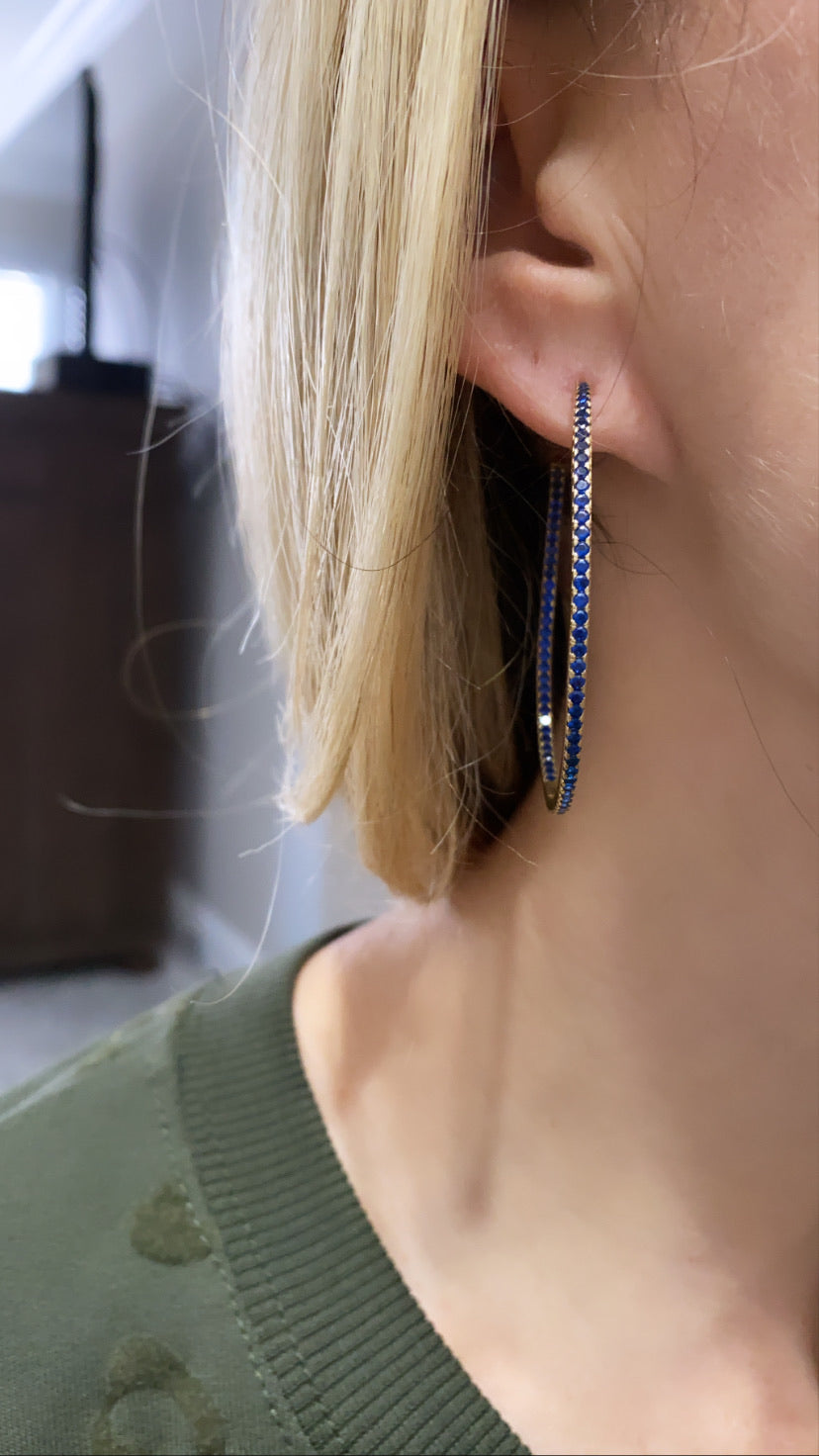 Blue Stone Hoops