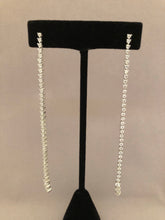 Load image into Gallery viewer, Serling Silver and CZ Extra Long Drop Earrings