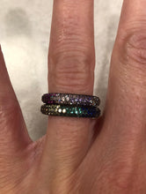 Load image into Gallery viewer, Sterling Silver and Colored CZ Rainbow Pave Band