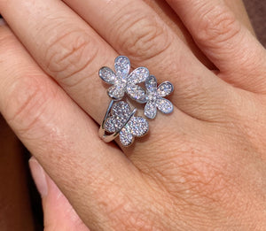 Gorgeous flowers and butterfly statement ring