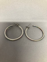Load image into Gallery viewer, Thin Rainbow CZ Hoop Earing