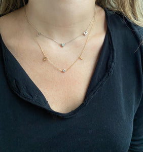 Double initial necklace with bezel