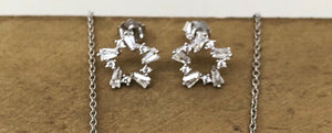 Sterling Silver and CZ Baguette Star Earrings
