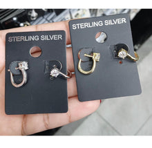 Load image into Gallery viewer, Sterling and CZ Stone Huggies