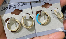 Load image into Gallery viewer, Gorgeous pave and enamel hoops