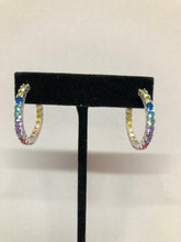 Load image into Gallery viewer, Sterling Silver and Rainbow CZ Double Sided Hoop