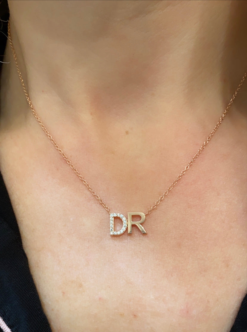 Silver-18K Popcorn Initials Letter J Necklace | Royal Chain Group