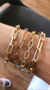Gold and CZ Link Bracelet