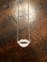 Load image into Gallery viewer, Sterling Silver and CZ Lip Necklace