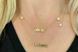 Nameplate with Bezel Stones or Hearts