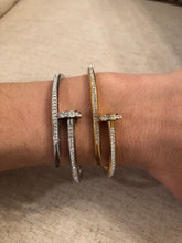 Load image into Gallery viewer, Stainless Steel Nail Bangles with Rhinestones