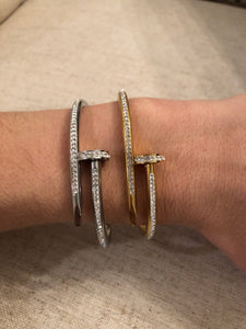 Stainless Steel Nail Bangles with Rhinestones