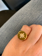 Load image into Gallery viewer, Signet Rings with CZ star - silver and gold